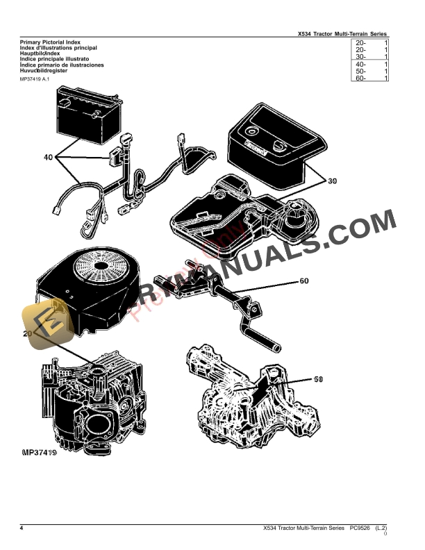 John Deere X534 Tractor Multi-Terrain Series Parts Catalog PC9526 22OCT23-4