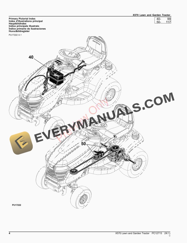John Deere X570 Lawn and Garden Tractor Parts Catalog PC12715 15OCT23-4