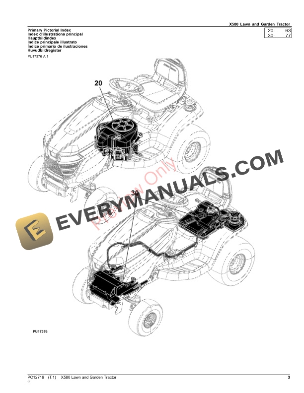 John Deere X580 Lawn and Garden Tractor Parts Catalog PC12716 17SEP23-3