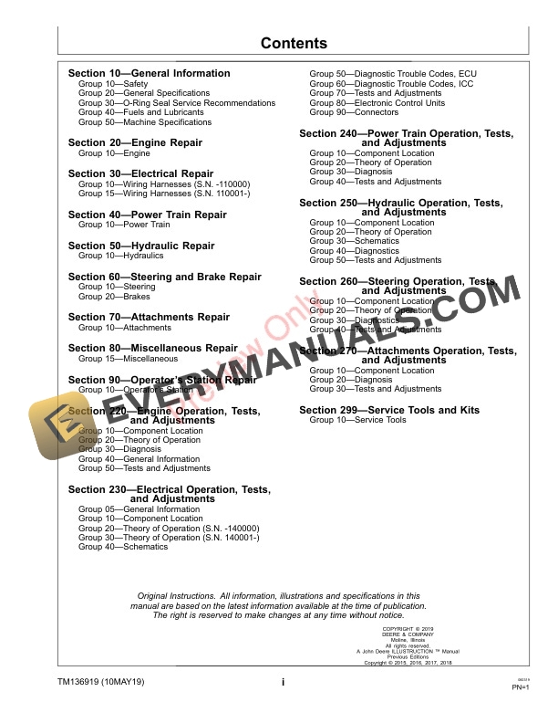 John Deere X590 Multi Terrain Select Series Tractors Technical Manual TM136919 10MAY19 3