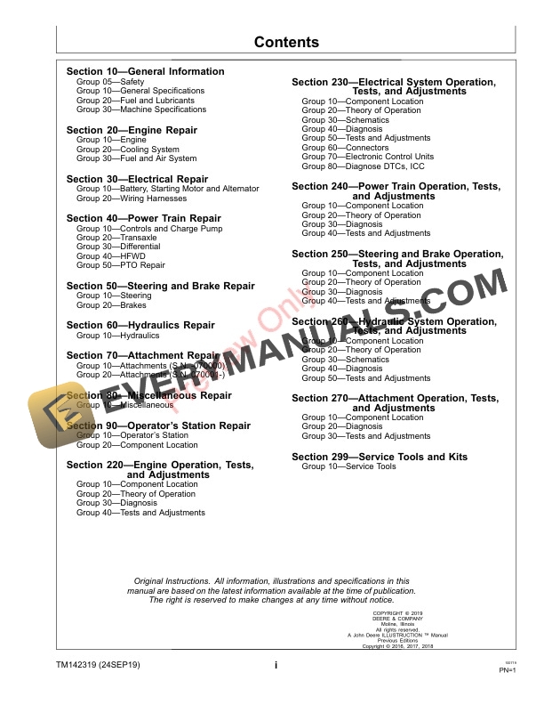 John Deere X710 X730 X734 X738 and X739 Tractors Technical Manual TM142319 24SEP19 3