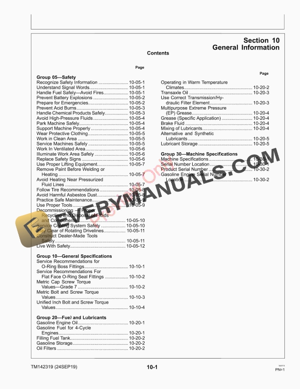 John Deere X710 X730 X734 X738 and X739 Tractors Technical Manual TM142319 24SEP19 5
