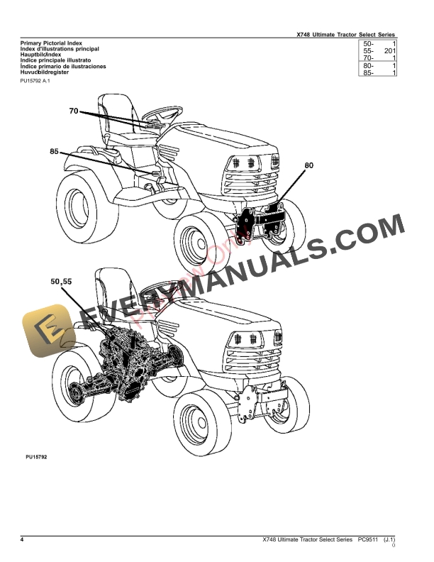 John Deere X748 Ultimate Tractor Select Series Parts Catalog PC9511 28OCT23-4