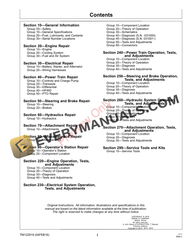 John Deere X750, X754, X758X Tractors (010001-40000) Technical Manual TM122919 04FEB16 5 John Deere X750 X754 X758X Tractors 010001 40000 Technical Manual TM122919 04FEB16 3