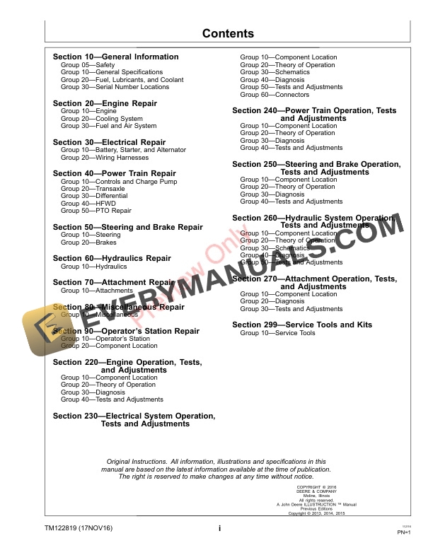 John Deere X750 X754 and X758 Tractors Technical Manual TM122819 17NOV16 3