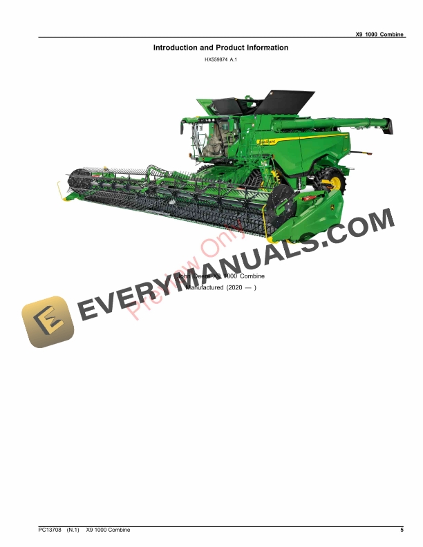 John Deere X9 1000 Combine Parts Catalog PC13708 26NOV23 6 John Deere X9 1000 Combine Parts Catalog PC13708 26NOV23-5