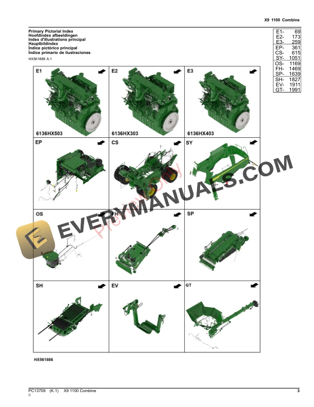 John Deere X9 1100 Combine Parts Catalog PC13709 26NOV23-3