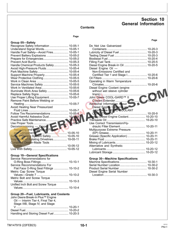 John Deere X940 X948 and X949 Tractors Technical Manual TM147919 22FEB23 5