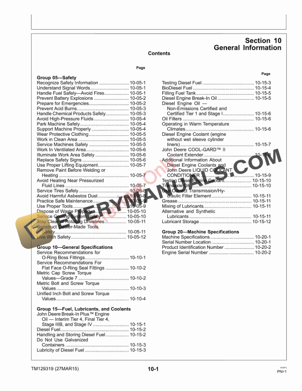 John Deere X950R Lawn Tractor 000000 30000 Technical Manual TM129319 27MAR15 5