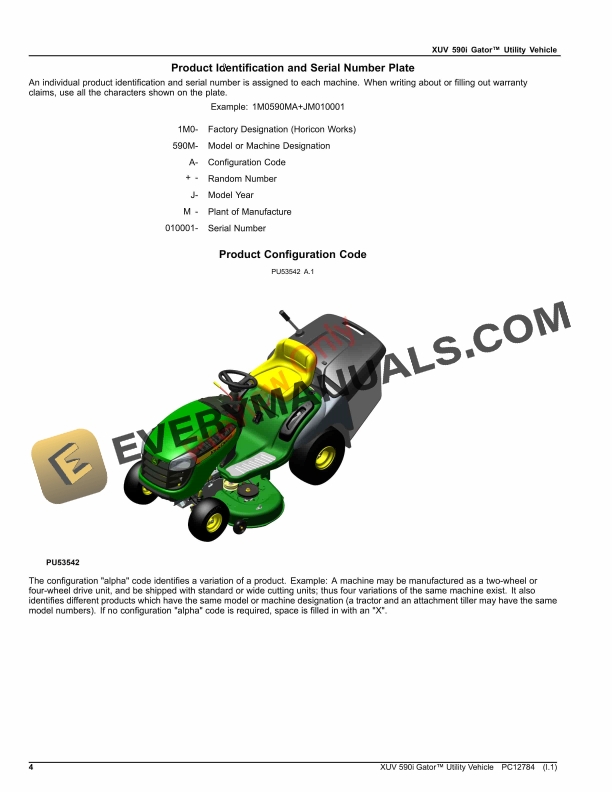 John Deere XUV 590i Gator Utility Vehicle Parts Catalog PC12784 03SEP23-4