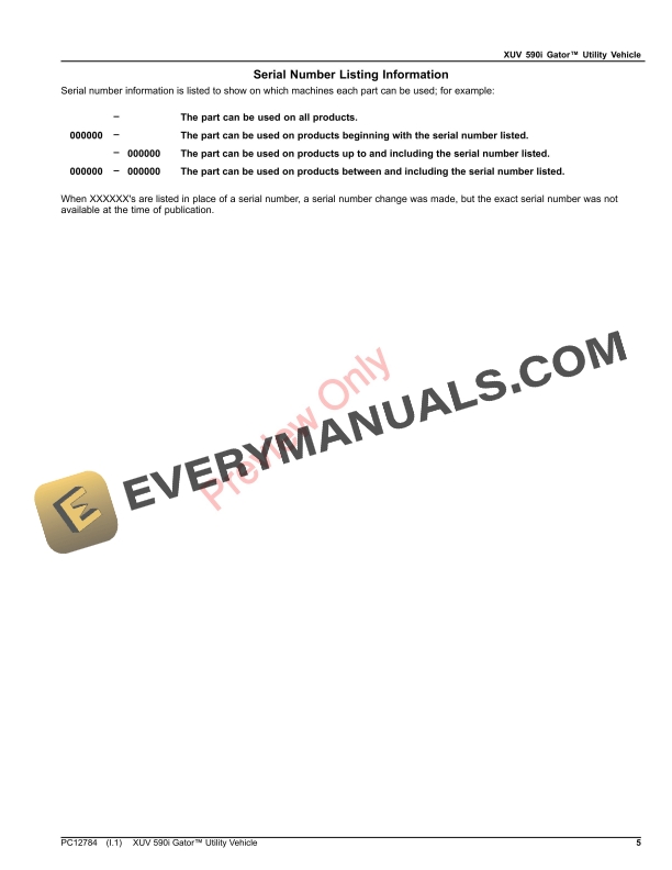 John Deere XUV 590i Gator Utility Vehicle Parts Catalog PC12784 03SEP23-5