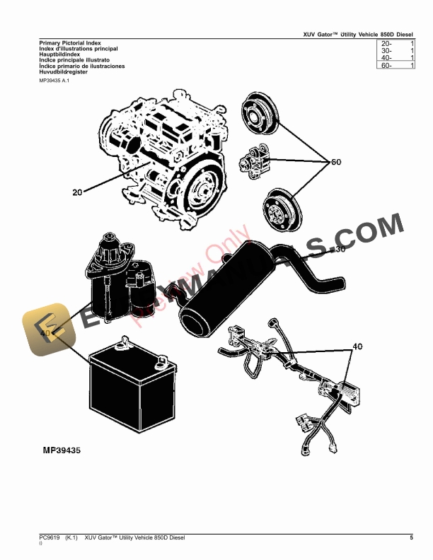 John Deere XUV GATOR UTILITY VEHICLE 850D DIESEL Parts Catalog PC9619 17OCT23 6 John Deere XUV GATOR UTILITY VEHICLE 850D DIESEL Parts Catalog PC9619 17OCT23-5