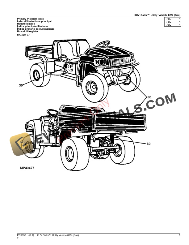 John Deere XUV Gator Utility Vehicle 825i (Gas) Parts Catalog PC9958 10SEP26-3