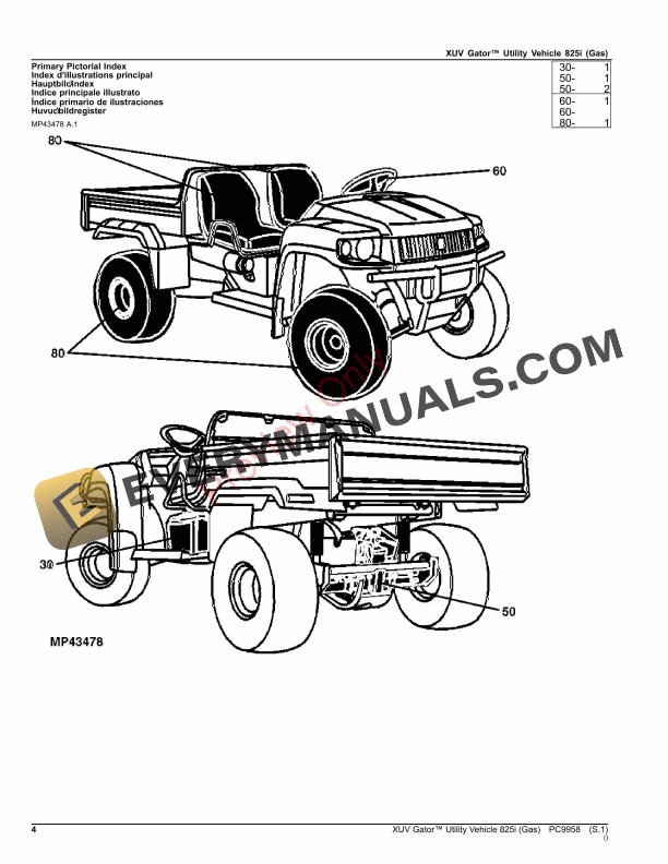 John Deere XUV Gator Utility Vehicle 825i (Gas) Parts Catalog PC9958 10SEP26-4