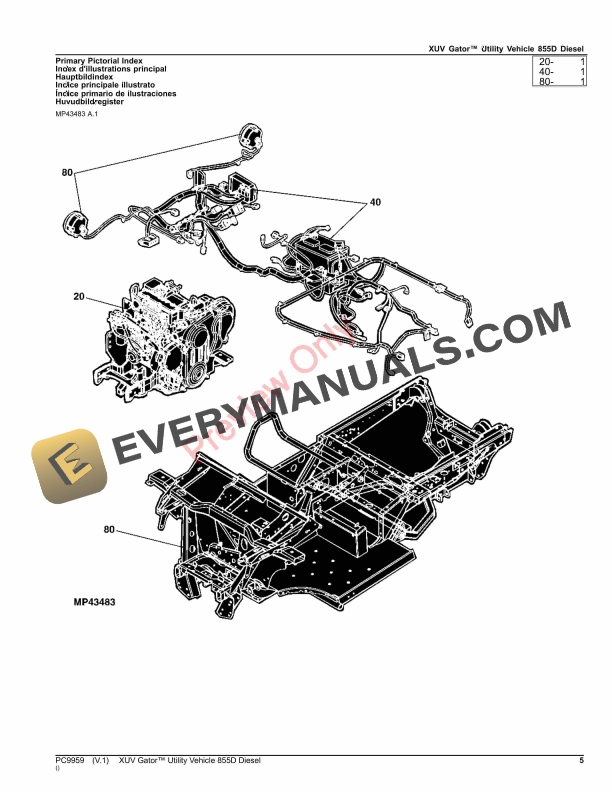John Deere XUV Gator Utility Vehicle 855D Diesel Parts Catalog PC9959 17AUG23-5
