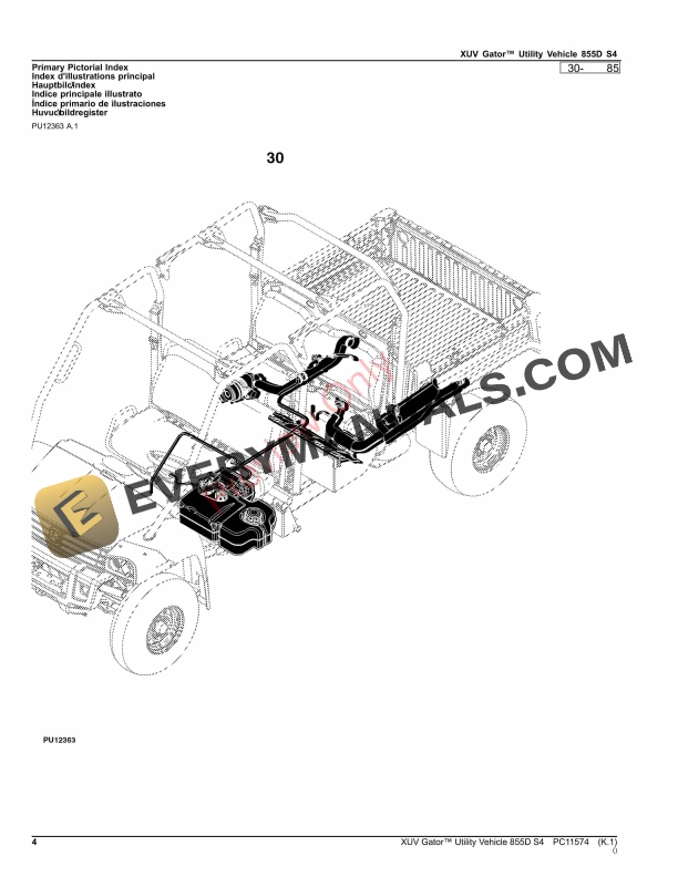 John Deere XUV Gator Utility Vehicle 855D S4 Parts Catalog PC11574 03OCT23 4