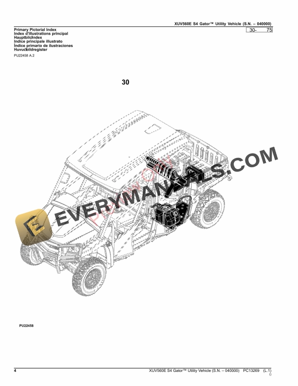 John Deere XUV560E S4 Gator Utility Vehicle (S.N. 040000) Parts Catalog PC13269 23NOV23 5 John Deere XUV560E S4 Gator Utility Vehicle (S.N. 040000) Parts Catalog PC13269 23NOV23-4