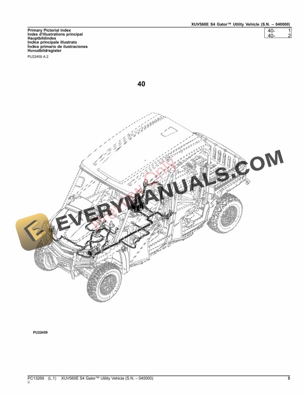 John Deere XUV560E S4 Gator Utility Vehicle (S.N. 040000) Parts Catalog PC13269 23NOV23 6 John Deere XUV560E S4 Gator Utility Vehicle (S.N. 040000) Parts Catalog PC13269 23NOV23-5