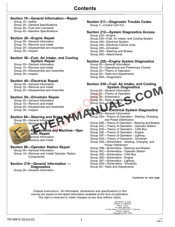 John Deere XUV560E and XUV560E S4 Gator Utility Vehicles 040001 Technical Manual TM159819 20JUL22 3
