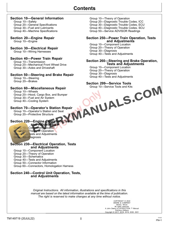 John Deere XUV590E XUV590E S4 XUV590M and XUV590M S4 Gator Utility Vehicles 010001 Technical Manual TM149719 20JUL22 3