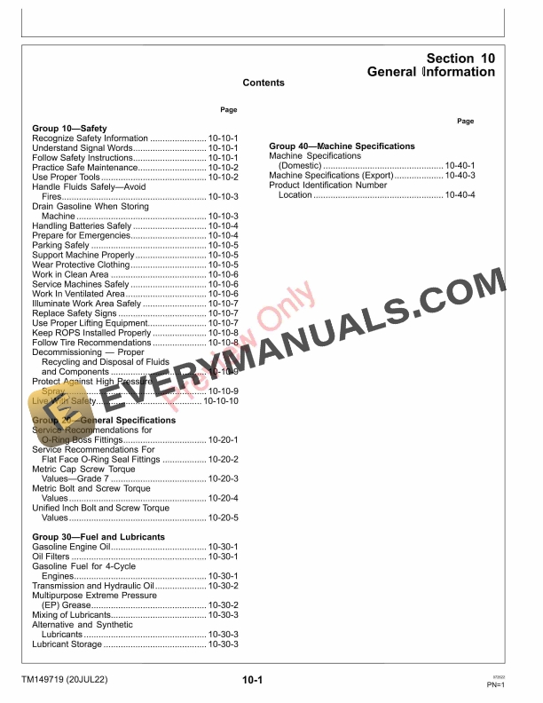John Deere XUV590E XUV590E S4 XUV590M and XUV590M S4 Gator Utility Vehicles 010001 Technical Manual TM149719 20JUL22 5