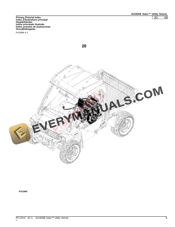 John Deere XUV825E Gator Utility Vehicle Parts Catalog PC13310 24AUG23-3