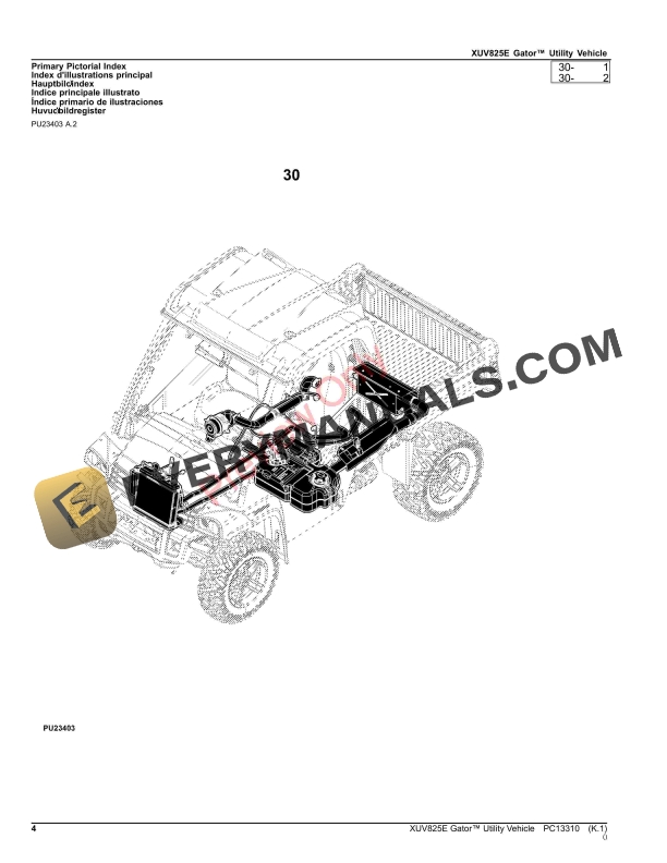 John Deere XUV825E Gator Utility Vehicle Parts Catalog PC13310 24AUG23-4