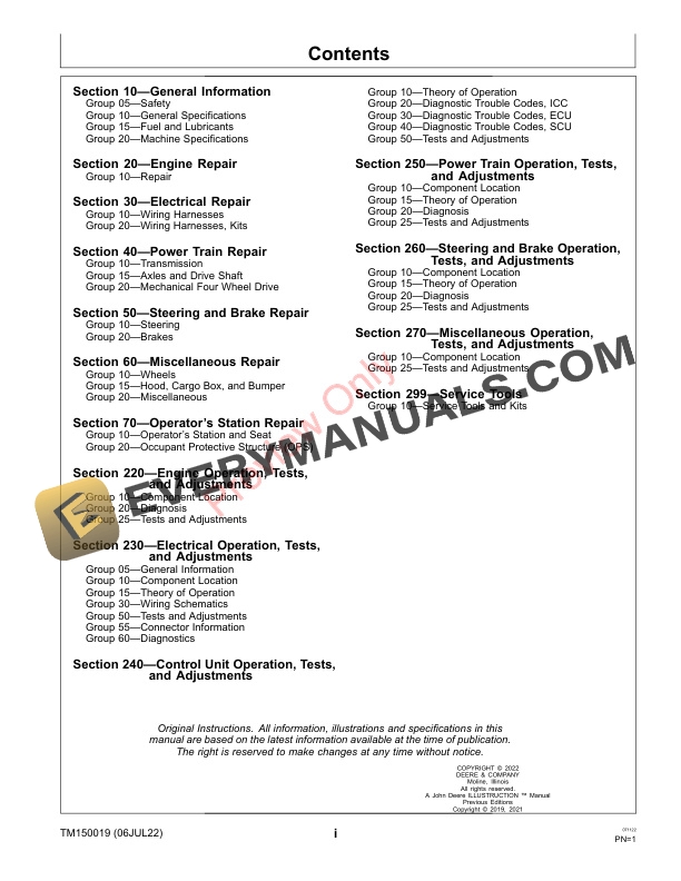John Deere XUV825E XUV825M and XUV825M S4 Gator Utility Vehicles 010001 Technical Manual TM150019 06JUL22 3