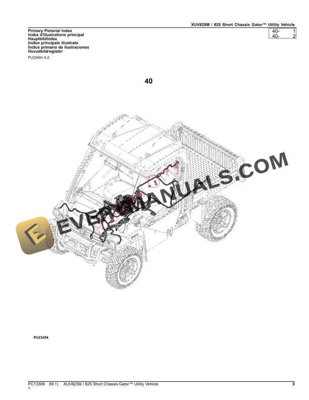 John Deere XUV825M 825 Short Chassis Gator Utility Vehicle Parts Catalog PC13309 10SEP23-5