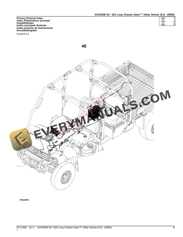 John Deere XUV825M S4 825 Long Chassis Gator Utility Vehicle (000000 Parts Catalog PC13308 10SEP23 6 John Deere XUV825M S4 825 Long Chassis Gator Utility Vehicle (000000 Parts Catalog PC13308 10SEP23-5