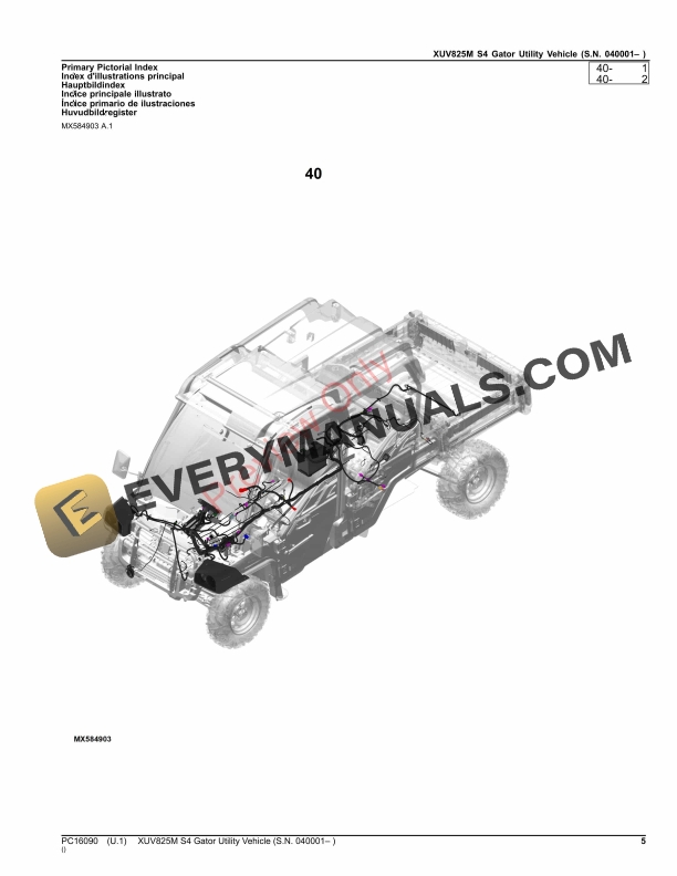 John Deere XUV825M S4 Gator Utility Vehicle (040001-), Parts Catalog PC16090 05NOV23-5