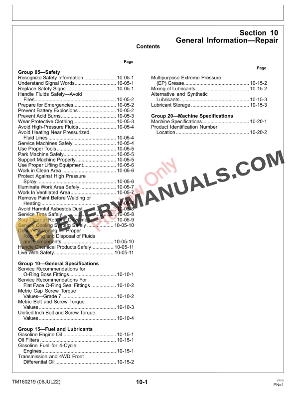 John Deere XUV825M S4 Gator Utility Vehicle 040001 Technical Manual TM160219 06JUL22 5