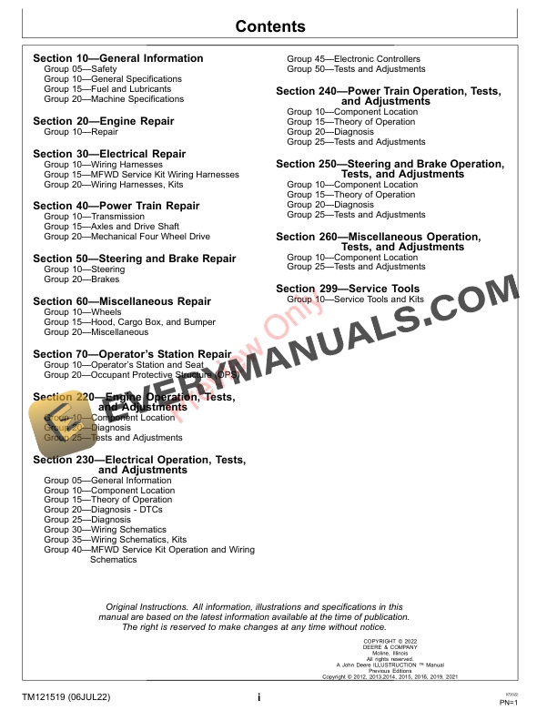 John Deere XUV825i S4 Gator Utility Vehicle (010001-) Technical Manual TM121519 06JUL22 5 John Deere XUV825i S4 Gator Utility Vehicle 010001 Technical Manual TM121519 06JUL22 3