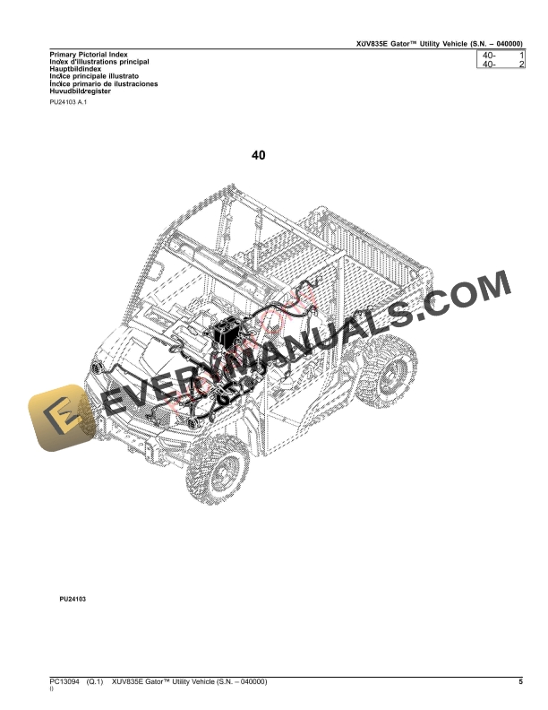 John Deere XUV835E Gator Utility Vehicle (S.N. -040000) Parts Catalog PC13094 19OCT23-5