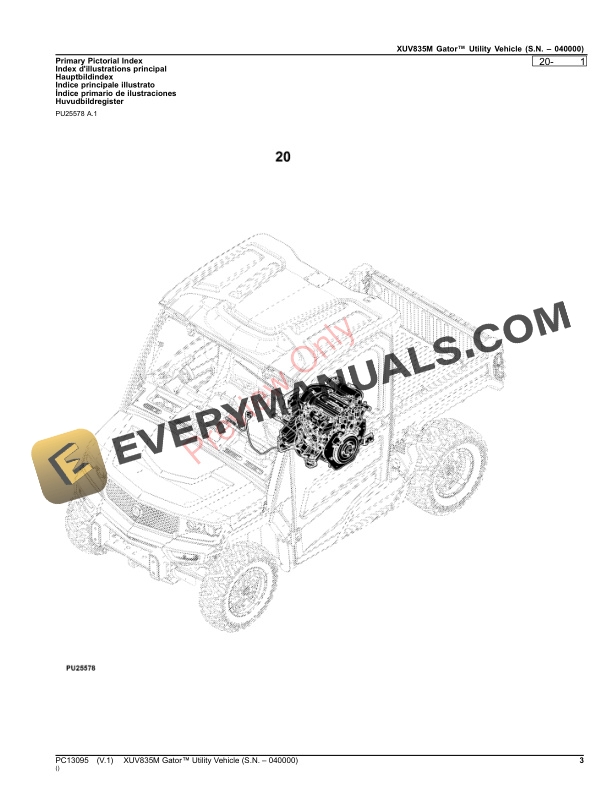 John Deere XUV835M Gator Utility Vehicle (S.N. 040000) Parts Catalog PC13095 12DEC12-3