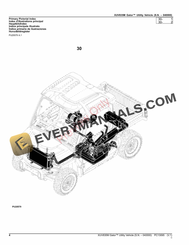 John Deere XUV835M Gator Utility Vehicle (S.N. 040000) Parts Catalog PC13095 12DEC12-4