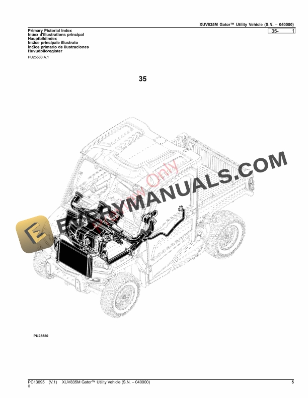 John Deere XUV835M Gator Utility Vehicle (S.N. 040000) Parts Catalog PC13095 12DEC12-5