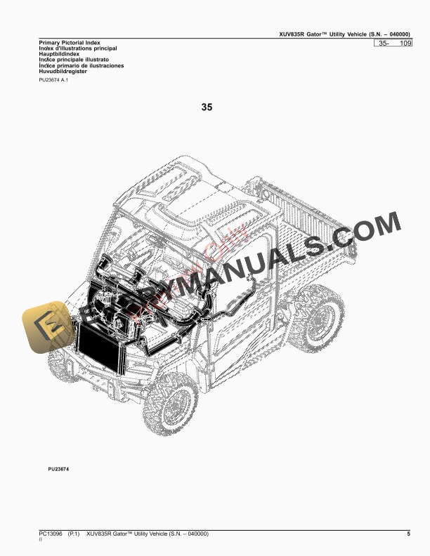 John Deere XUV835R Gator Utility Vehicle (S.N. 040000) Parts Catalog PC13096 18JAN23-5