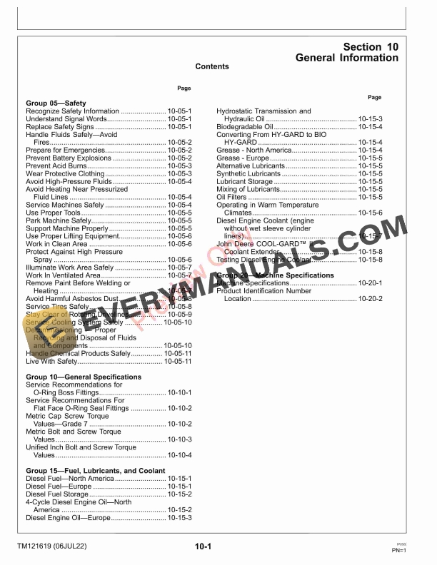 John Deere XUV855D S4 Gator Utility Vehicle 010001 Technical Manual TM121619 06JUL22 5