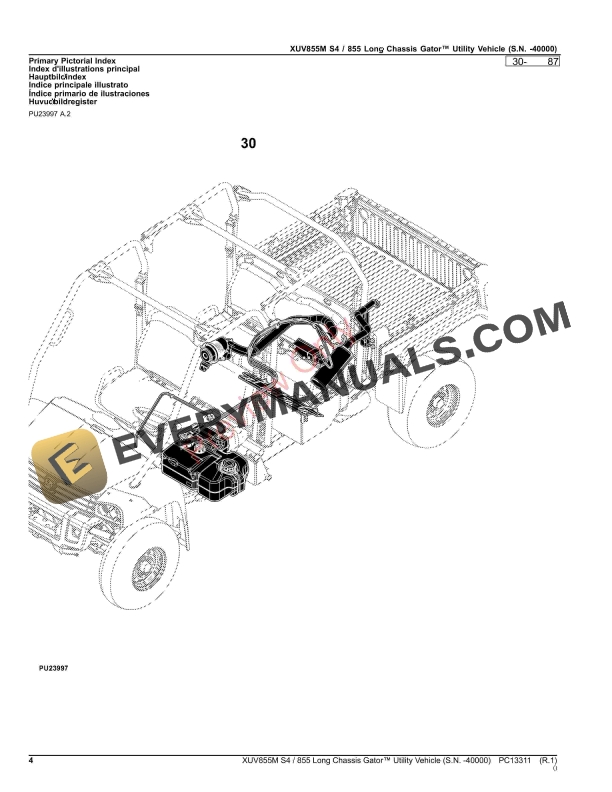 John Deere XUV855M S4 855 Long Chassis Gator Utility Vehicle (S.N. Parts Catalog PC13311 10SEP23 5 John Deere XUV855M S4 855 Long Chassis Gator Utility Vehicle (S.N. Parts Catalog PC13311 10SEP23-4