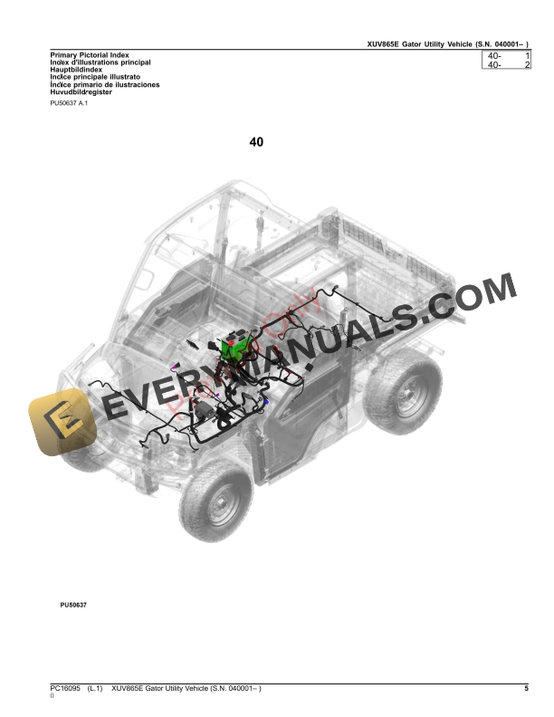 John Deere XUV865E Gator Utility Vehicle (040001-) Parts Catalog PC16095 23NOV23-5