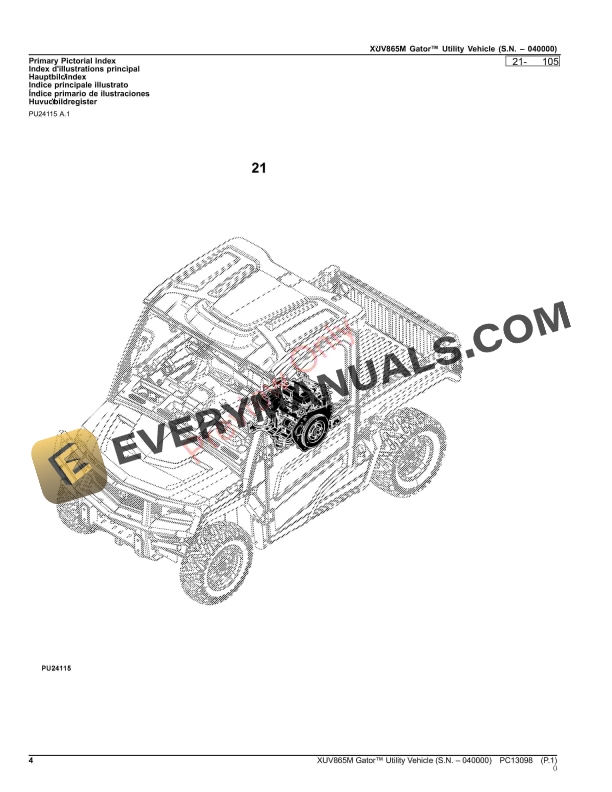 John Deere XUV865M Gator Utility Vehicle (000000-040000) Parts Catalog PC13098 26NOV23-4