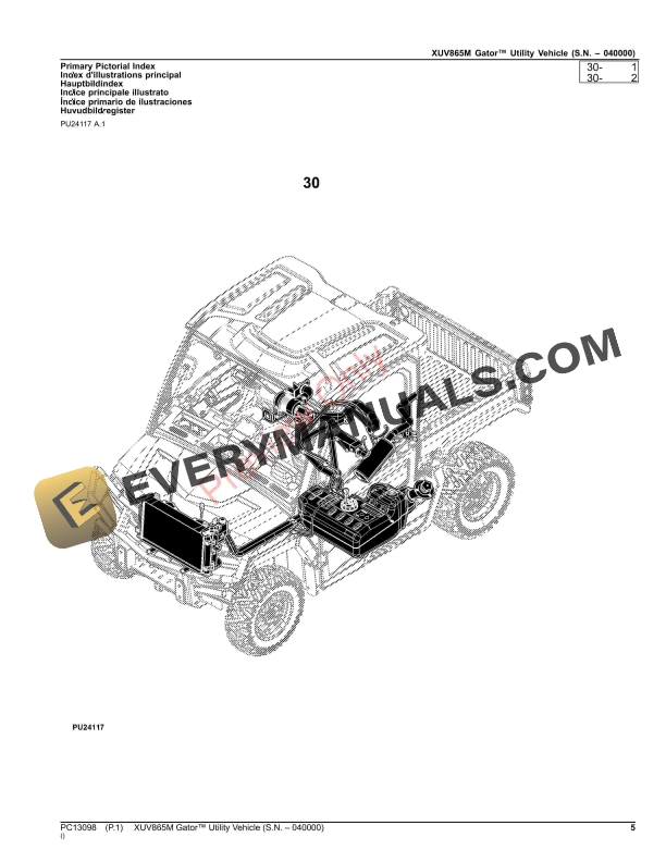 John Deere XUV865M Gator Utility Vehicle (000000-040000) Parts Catalog PC13098 26NOV23-5