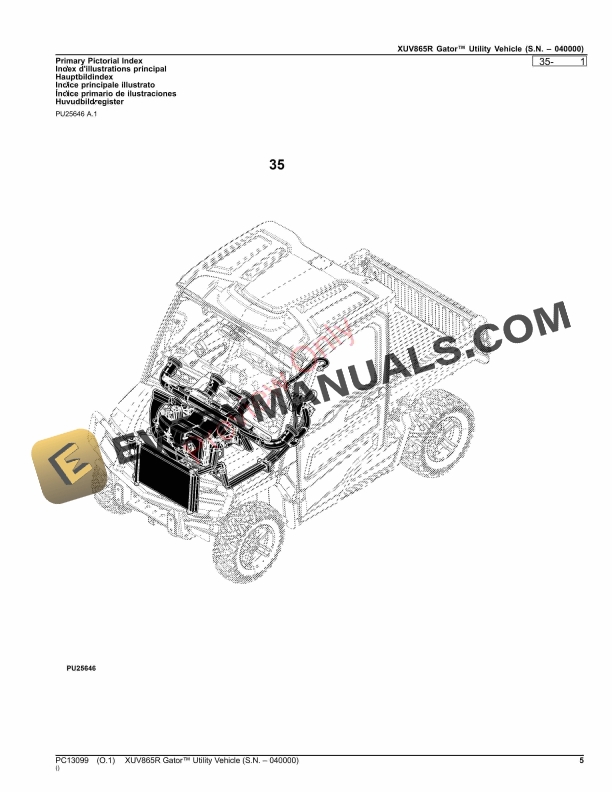 John Deere XUV865R Gator Utility Vehicle (S.N. 040000) Parts Catalog PC13099 15OCT23-5