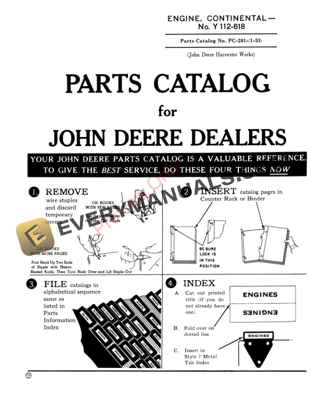 John Deere Y112-618 Continental Engine Parts Catalog PC281 01MAY53-3