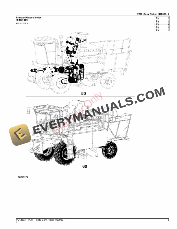 John Deere Y210 Corn Picker (020000- ) Parts Catalog PC12893 02NOV23-5