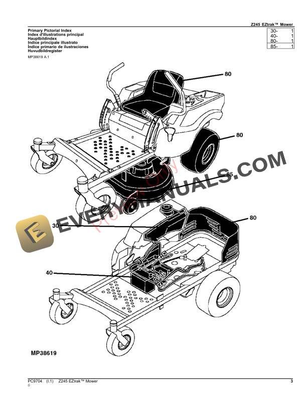 John Deere Z245 EZtrak Mower Parts Catalog PC9704 03OCT23-3