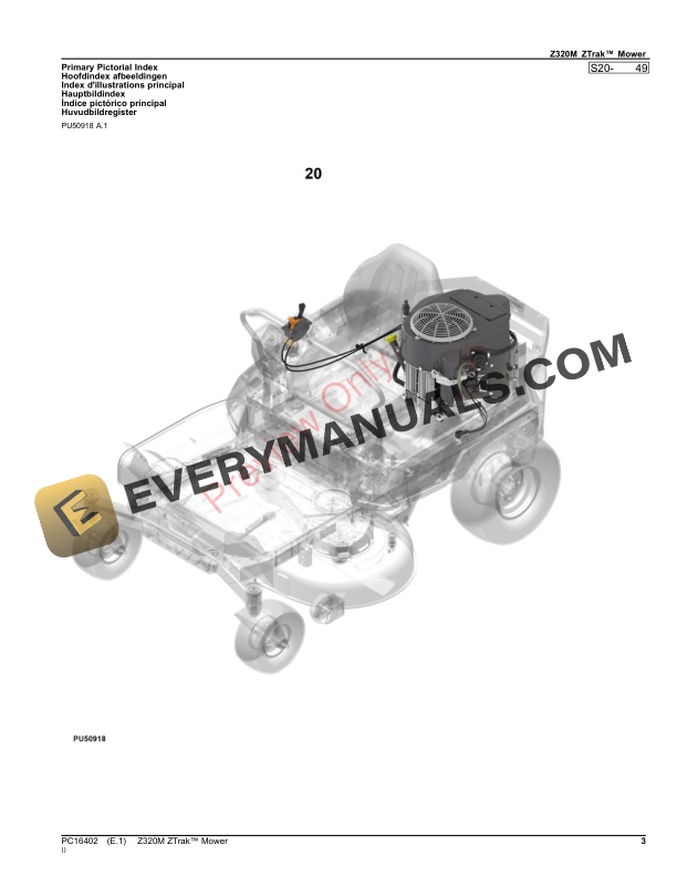 John Deere Z320M ZTrak Mower Parts Catalog PC16402 03AUG23 4 John Deere Z320M ZTrak Mower Parts Catalog PC16402 03AUG23-3