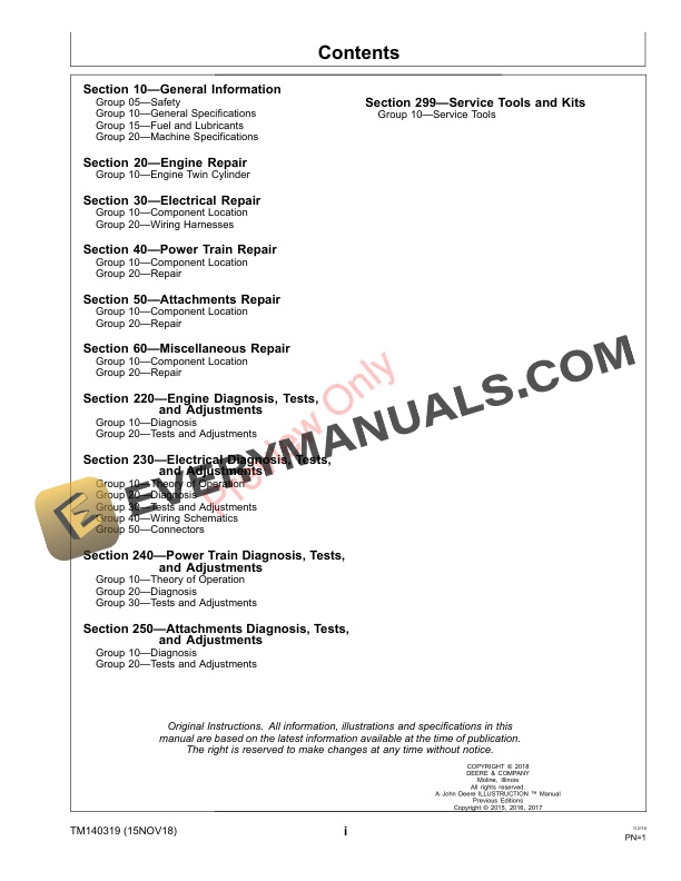 John Deere Z335E Z335M Z345M Z345R Z355E Z355R and Z375R ZTrak Mowers Technical Manual TM140319 15NOV18 3