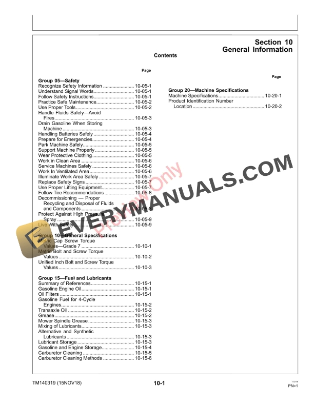 John Deere Z335E Z335M Z345M Z345R Z355E Z355R and Z375R ZTrak Mowers Technical Manual TM140319 15NOV18 5